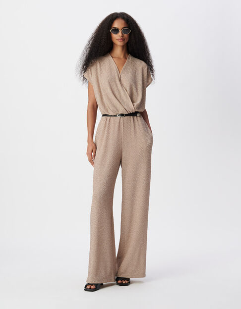Beige Fischgr&auml;ten-Lurex-Hosenanzug f&uuml;r Frauen - IKKS