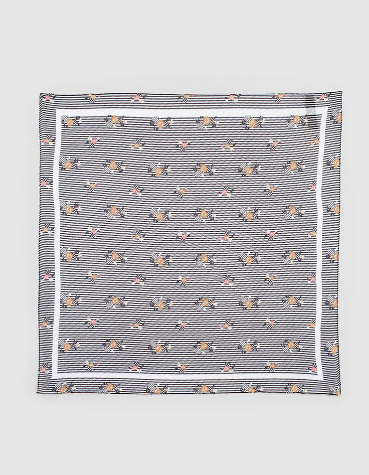 Pañuelo rombo negro plisado rayas flores I.Code-2