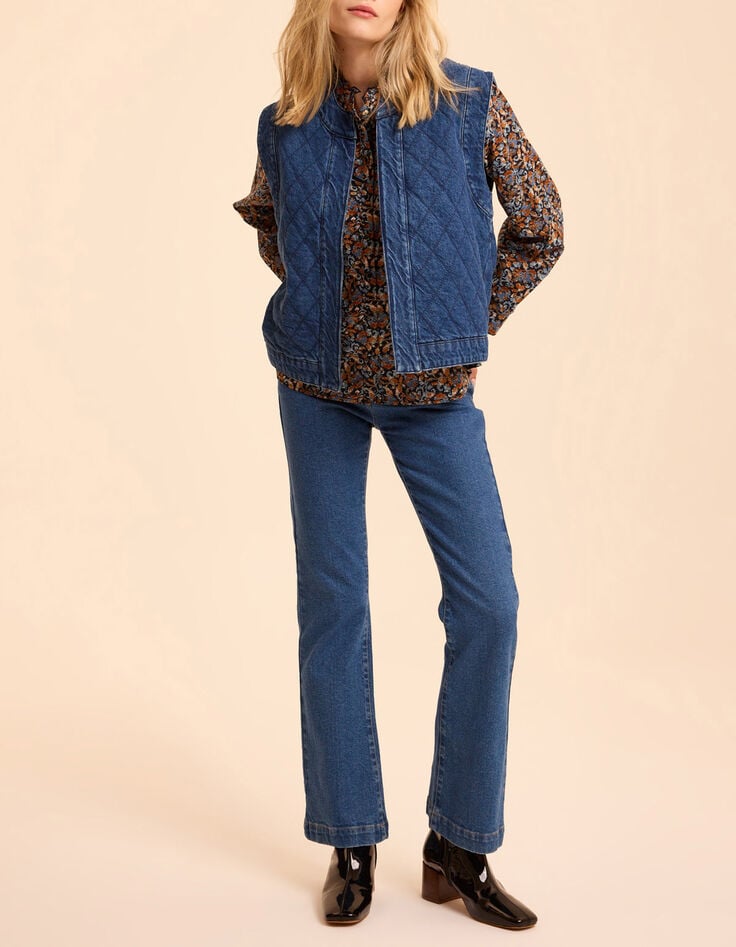 Blaue gesteppte Jeansjacke ohne &Auml;rmel I.Code-1