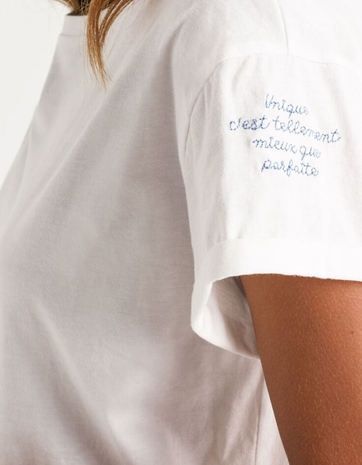 Tee-shirt blanc cassé broderies manche I.Code-6