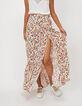 I.Code powder pink floral gold print long skirt-2