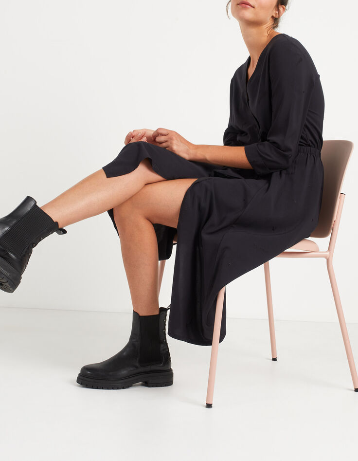 Robe longue noir lavé brodée forme portefeuille I.Code-2