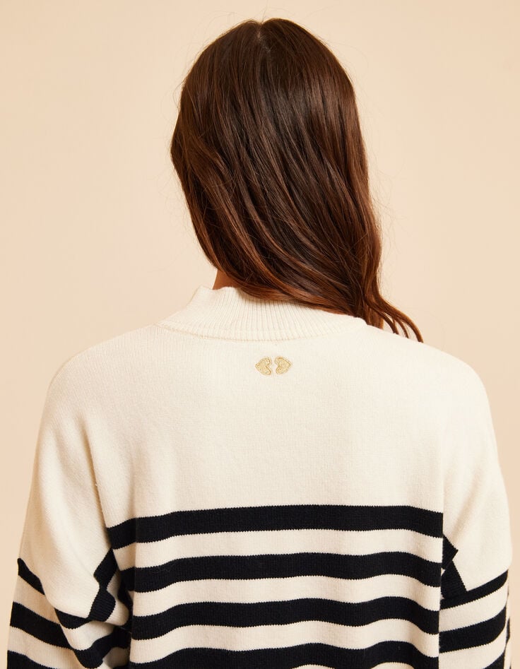 I.Code ecru sailor sweater with black stripes-6 I.Code ecru sailor sweater with black stripes-6