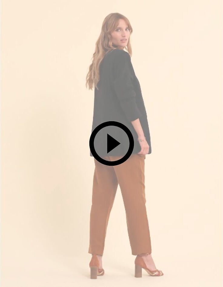 Traje de chaqueta negro de algodón y lino I.Code-7