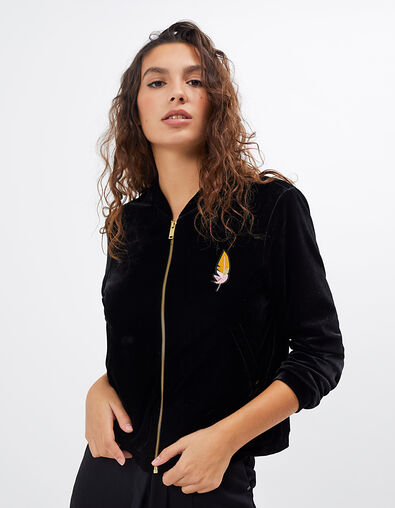 Zwart baseball jack in velours de panne I.Code