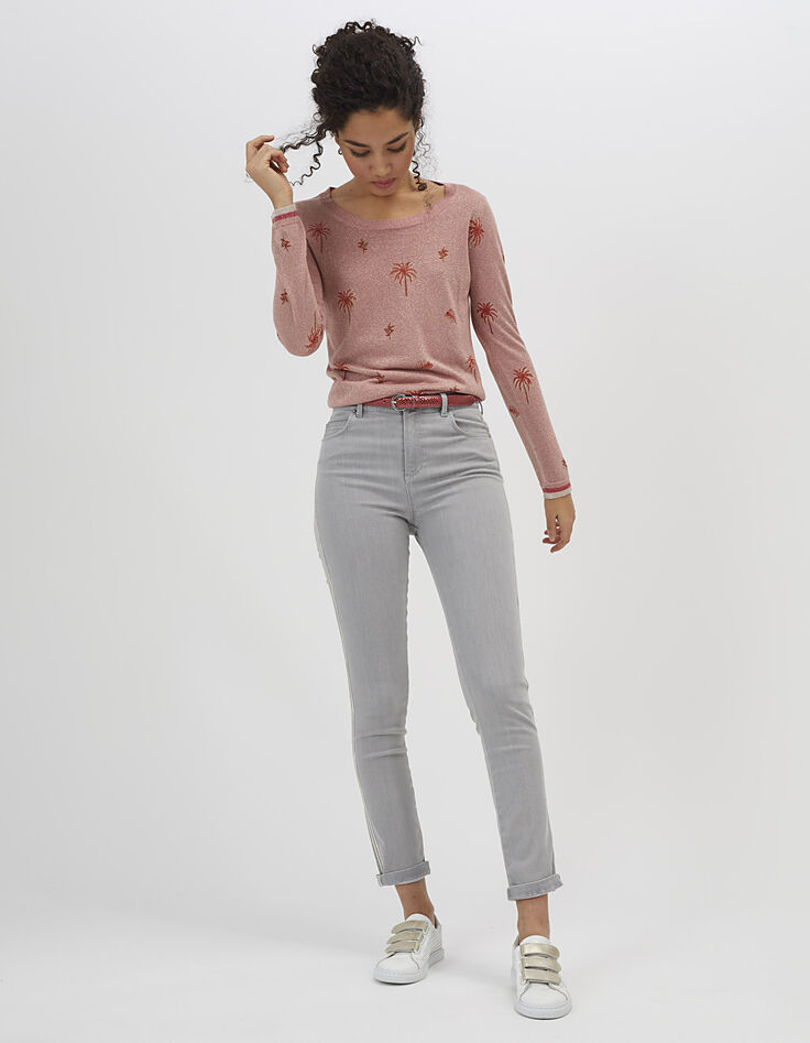 Pull pastèque maille lurex avec palmiers I.Code-6