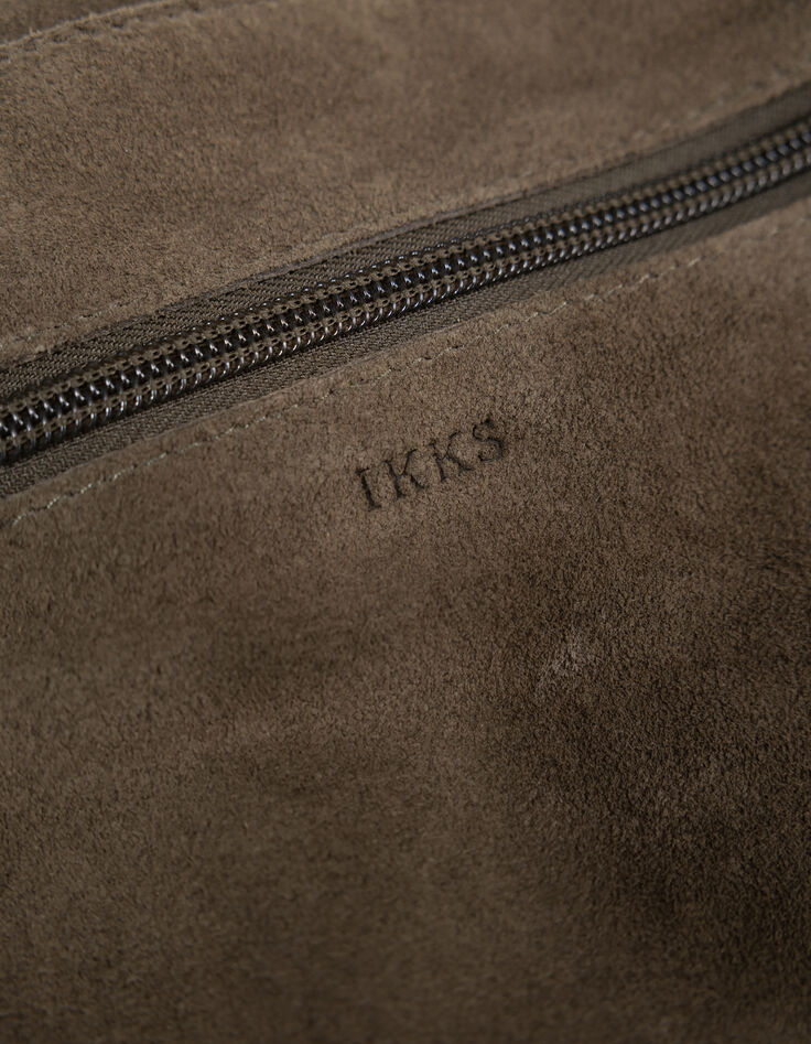 Khaki Hobo Veloursledertasche-9