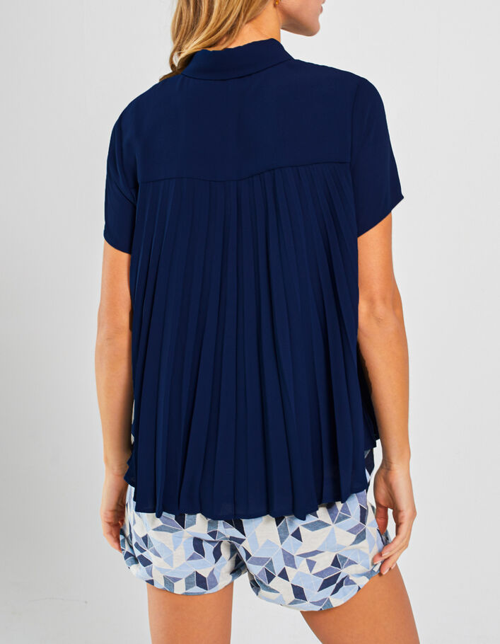 I.Code navy blue flowing top with pleated back - I.CODE
