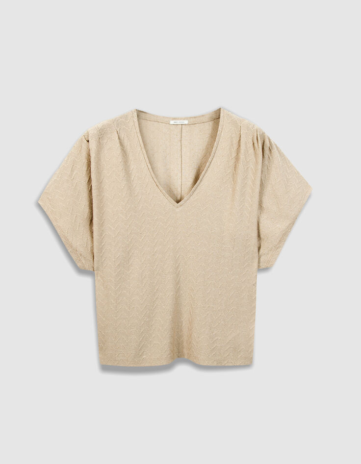 Lockeres T-Shirt aus goldenem Lurexstrick f&uuml;r Frauen-6