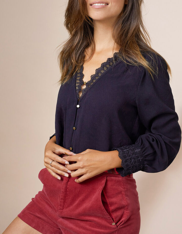 Zwarte blouse met kant I.Code-1