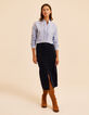 I.Code blue striped blouse with ruff collar and front-7
