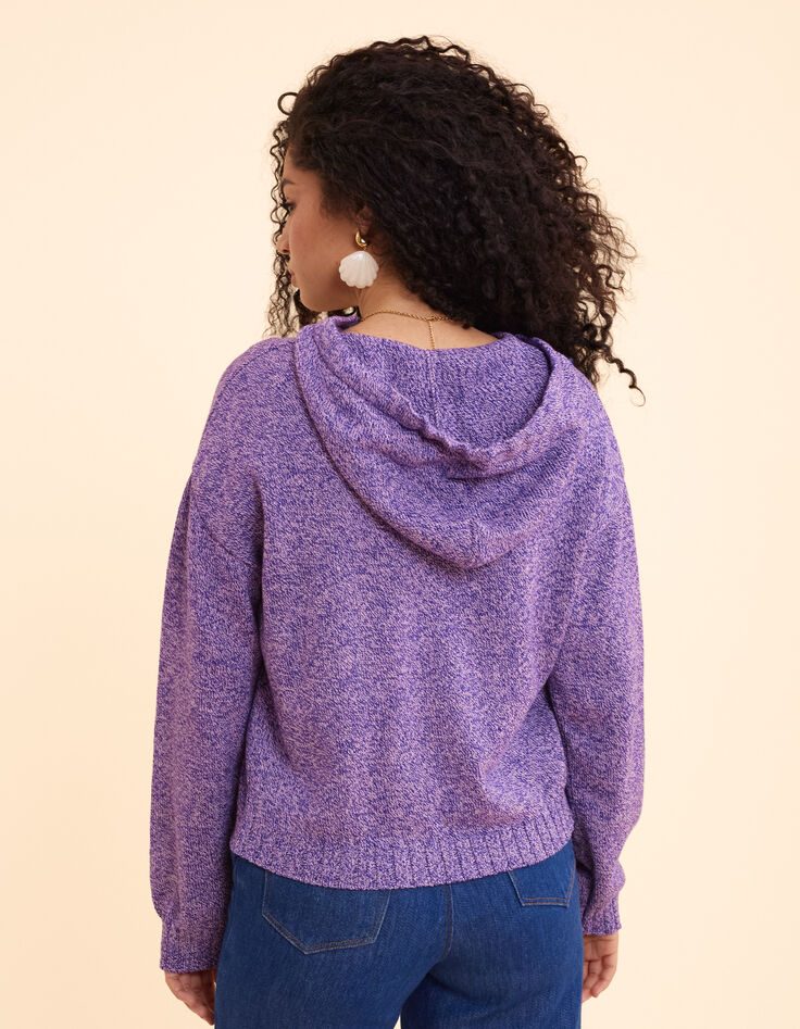 Pull à capuche parme tricot mouliné I.Code-5