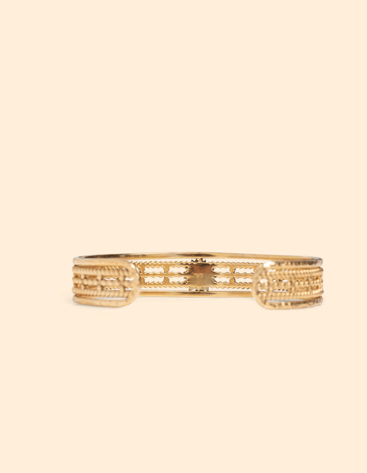 Jonc ajustable métal jaune et perle grise I.Code-3