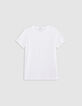 Wei&szlig;es T-Shirt Damen mit Fischgr&auml;ten-Stickerei R&uuml;cken-5