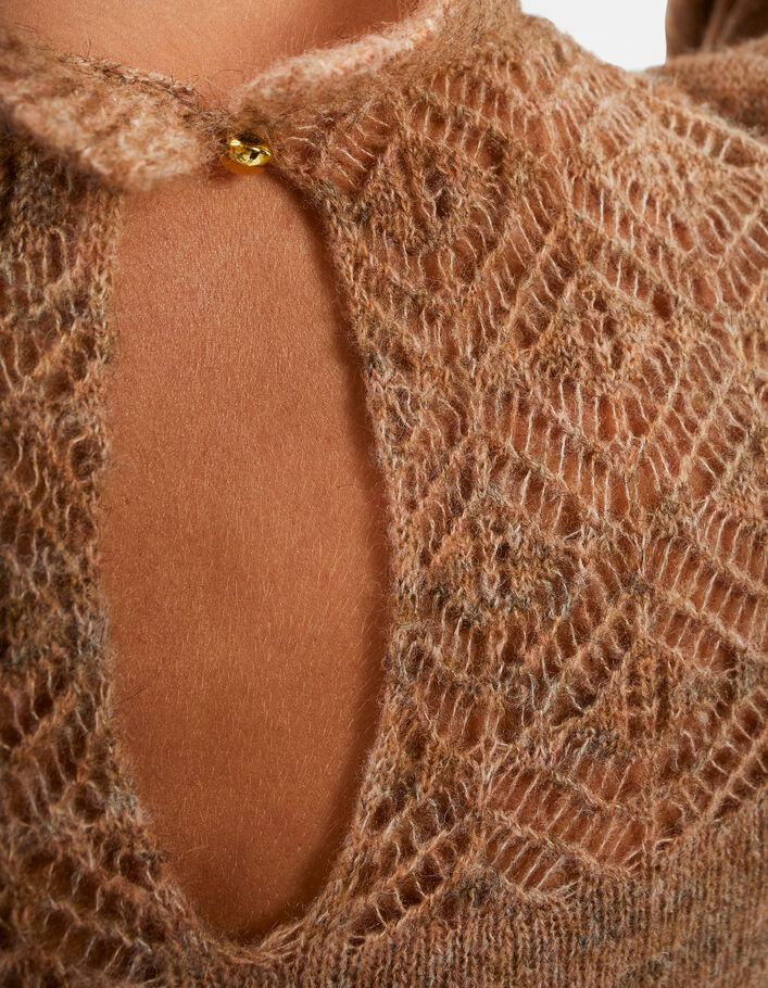 Pull châtaigne tricot à col collerette I.Code-6