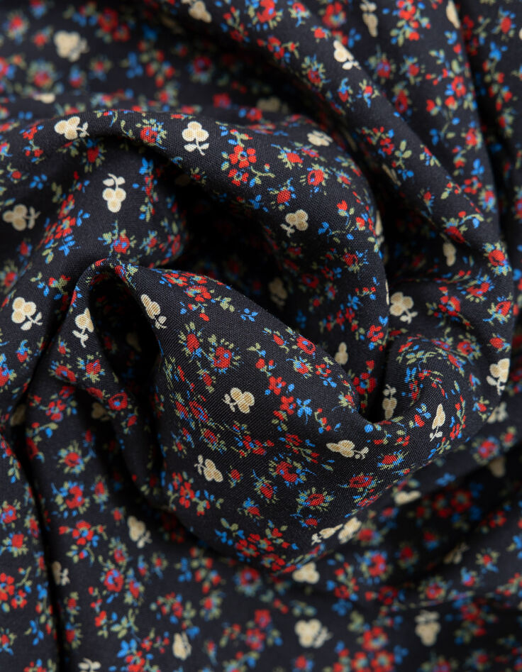 I.Code black shirt with winter floral print-7