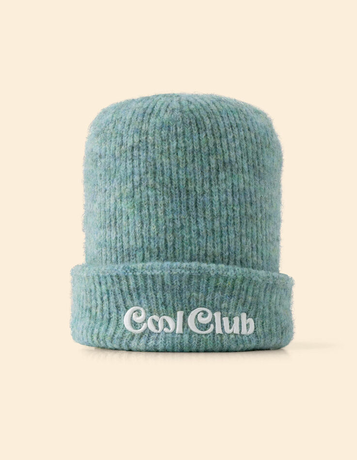 Groene muts ribtricot borduursel I.Code-2