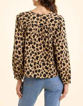 Blouse beige imprim&eacute; l&eacute;o floral I.Code