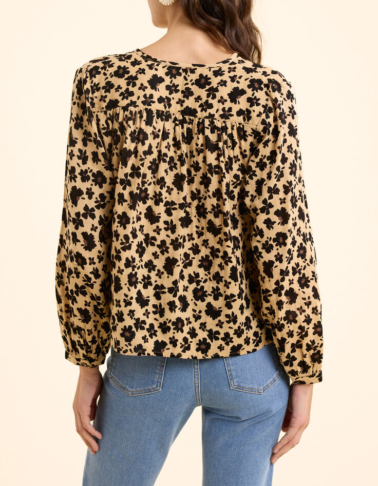 Blouse beige imprim&eacute; l&eacute;o floral I.Code-2