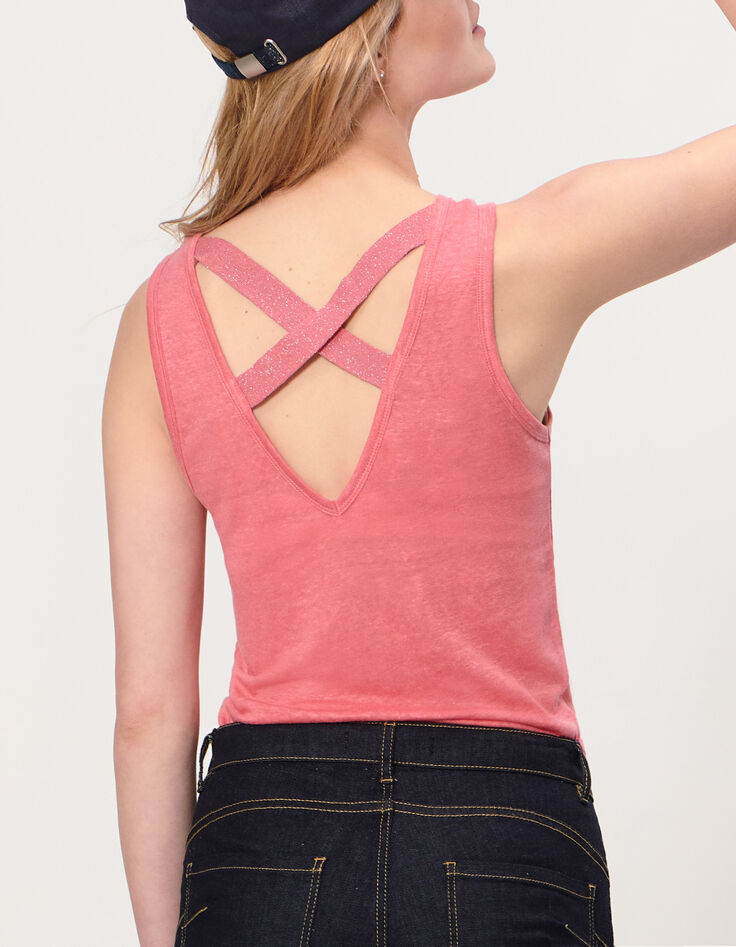 Camiseta de tirantes rosa chicle lino I.Code-4