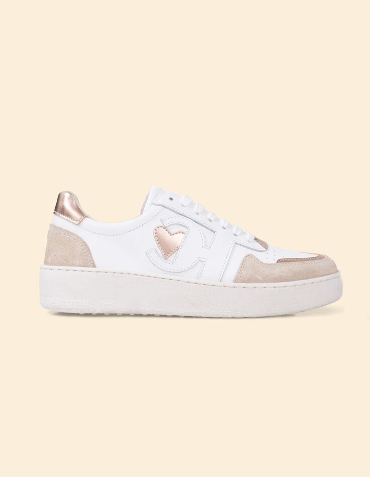 White leather velour and beige trainers I.Code-2