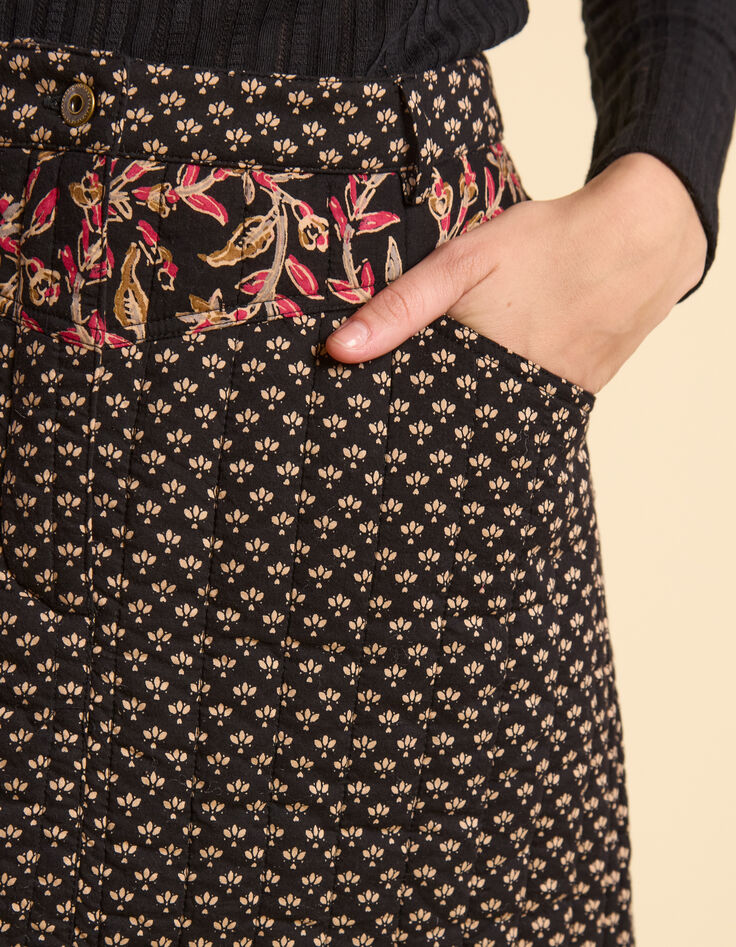 I.Code black short skirt with Boho Indian mix print-4 I.Code black short skirt with Boho Indian mix print-4