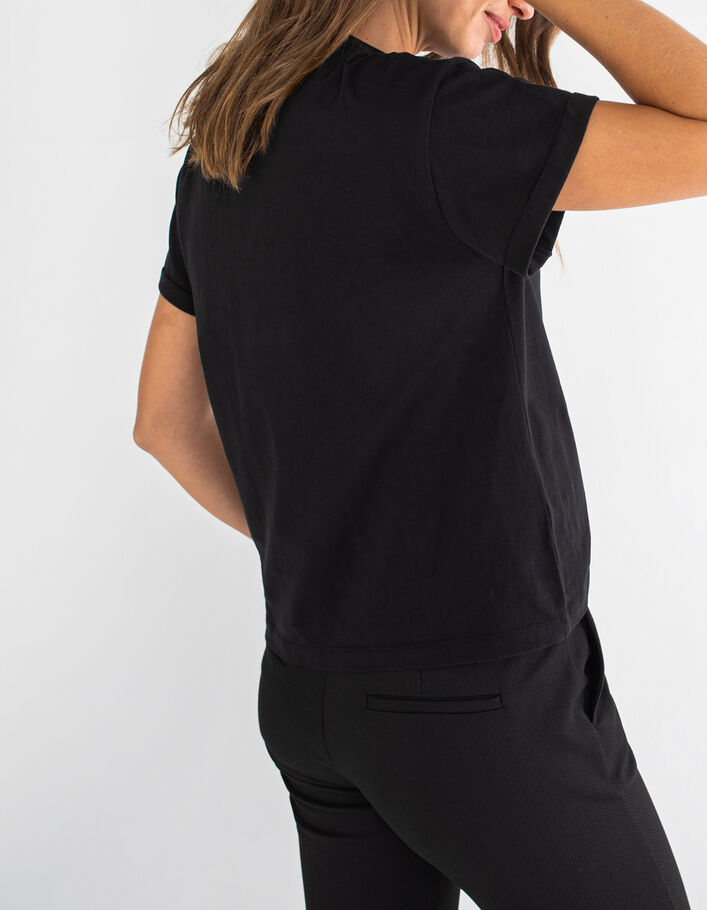Afgewassen zwart T-shirt met geflockte tekst I.Code  - I.CODE