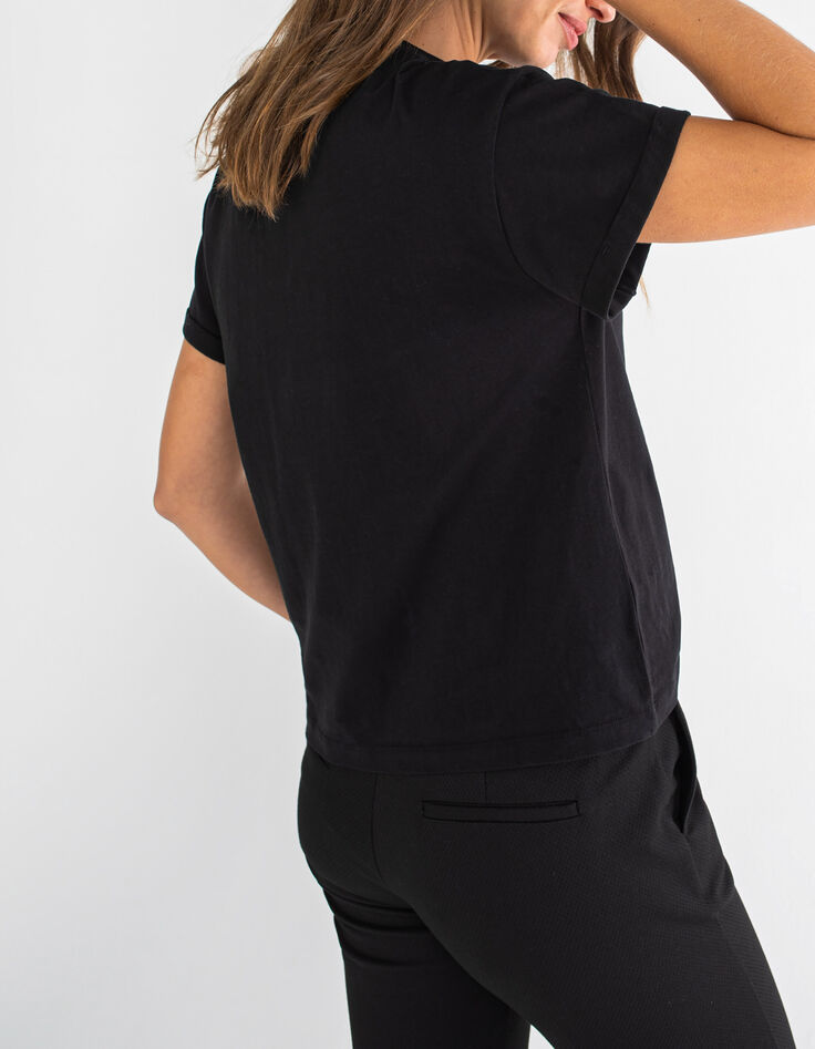 Afgewassen zwart T-shirt met geflockte tekst I.Code -3 Afgewassen zwart T-shirt met geflockte tekst I.Code -3