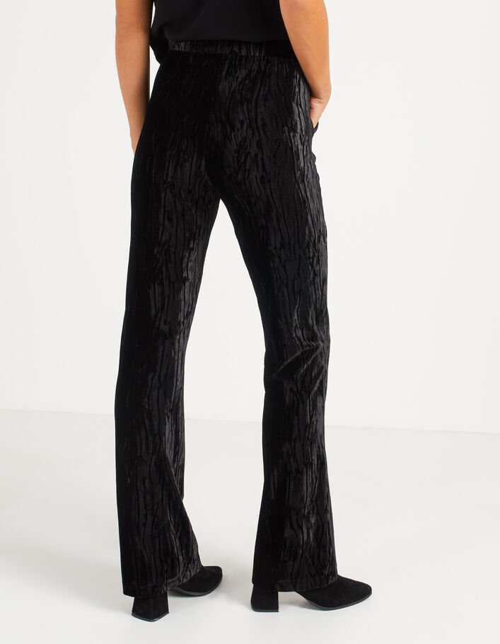 I.Code black textured panne velvet wide trousers - I.CODE