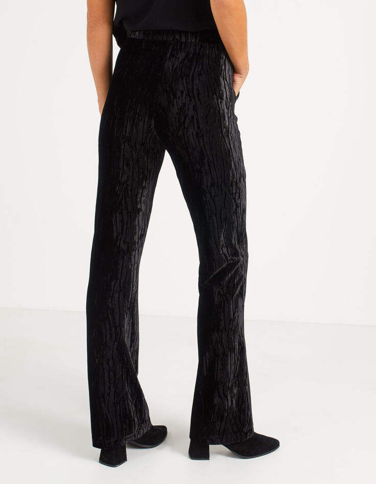 Pantalon large noir panne de velours reliefée I.Code-2 Pantalon large noir panne de velours reliefée I.Code-2