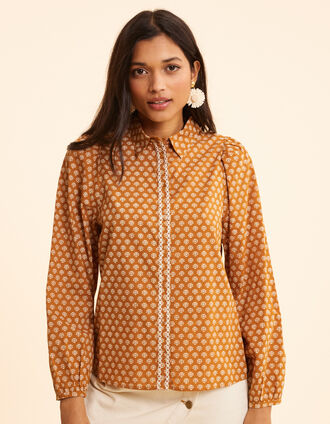 Camel shirt floral print heart I.Code
