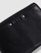 Damen 1440 schwarz gestepptes Leder Portemonnaie-4