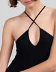 Schwarzes langes Netz-Spitzenkleid f&uuml;r Damen-3