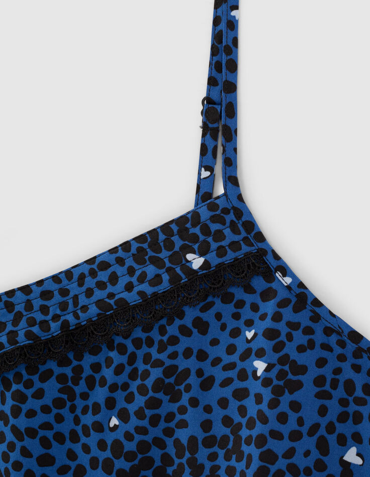 Blauwe top lingeriestijl dierenprint I.Code-2