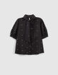 Zwarte hemdblouse borduursels harten I.Code-1