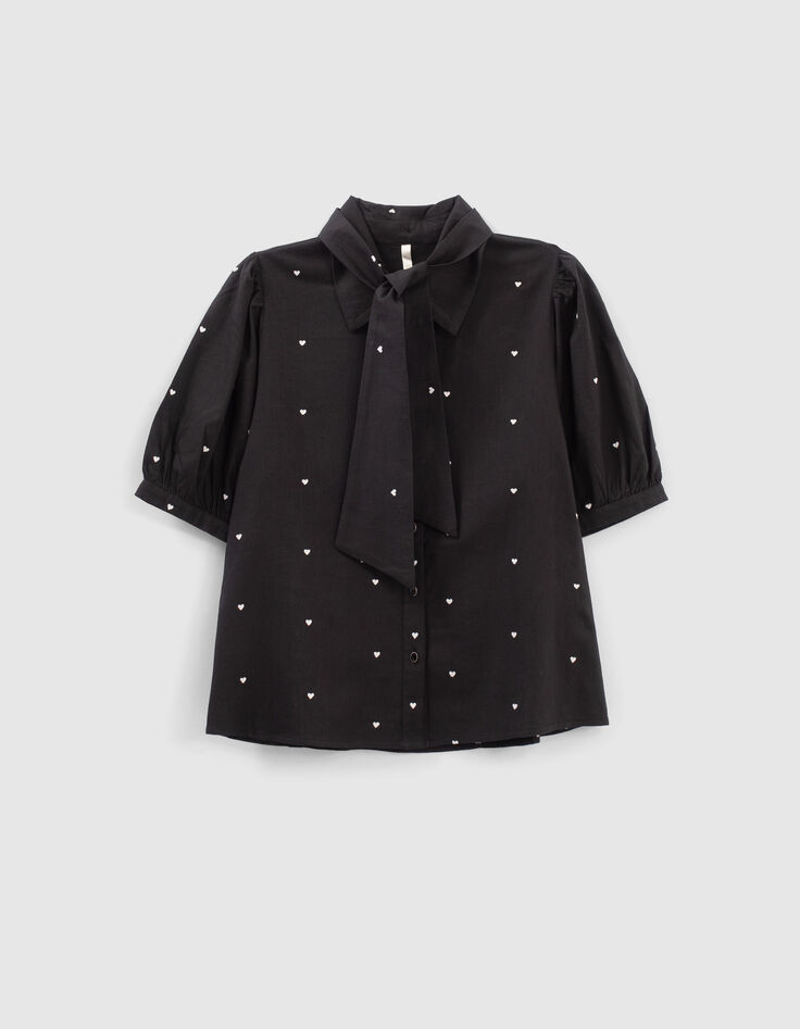 Zwarte hemdblouse borduursels harten I.Code-1