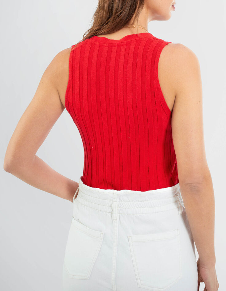 Cardigan cherry tricot côtelé sans manches I.Code-3