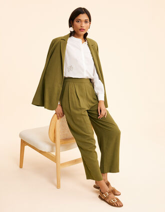 Pantalon de costume kaki lin mélangé I.Code
