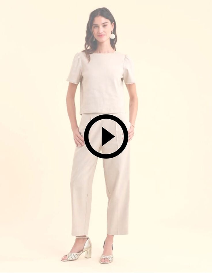 I.Code beige buttoned cropped top-5