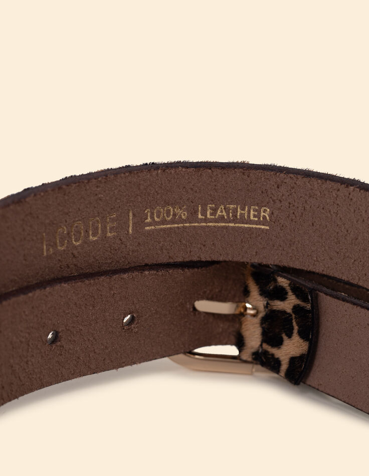 Cinturón de piel camel efecto leopardo I.Code-4