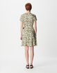 Khakifarbenes Sommerkleid im Wickel forme mit Pflanzenmuster f&uuml;r Damen-2
