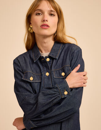 I.Code raw denim dress with patch pockets