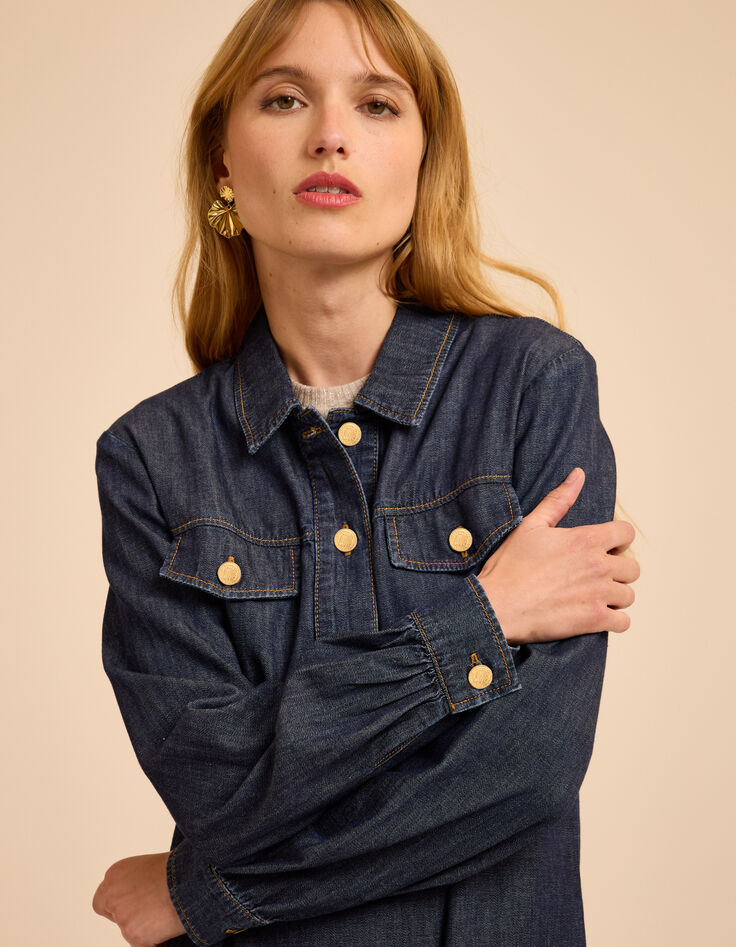 I.Code raw denim dress with patch pockets-6