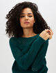 Smaragdgrüner Pullover mit Ajourmuster I.Code-1