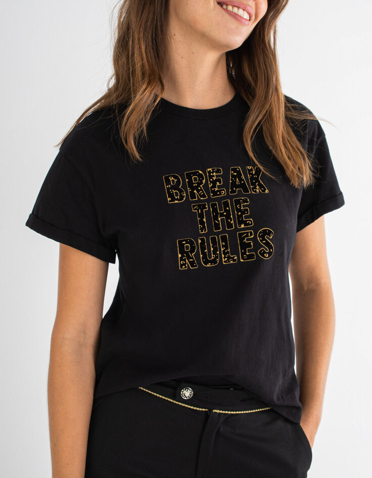 Afgewassen zwart T-shirt met geflockte tekst I.Code -1