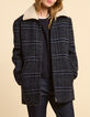 I.Code navy check coat-1