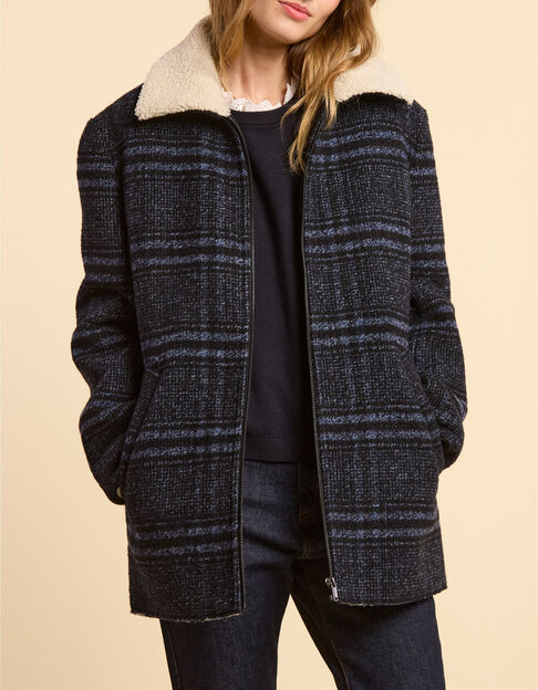 I.Code navy check coat