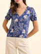 Top marine imprim&eacute; maxi fleurs n&oelig;ud dos I.Code-2