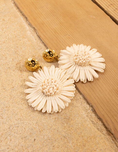 Boucles d'oreilles écrues papier forme fleurs I.Code