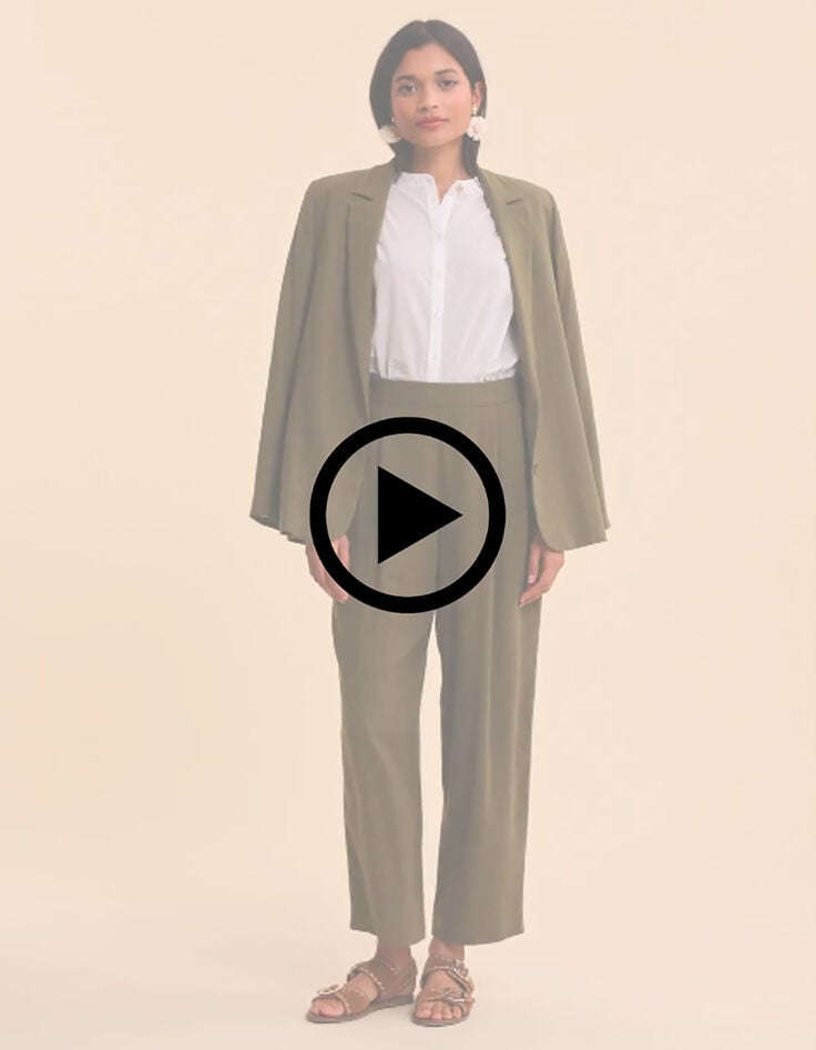 Ecru lurex krijtstreep motief pak broek I.Code-10